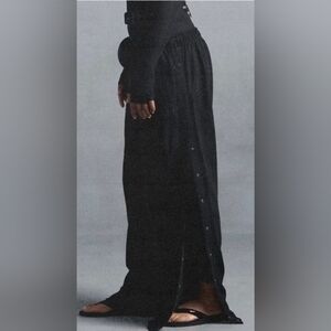 💕NEW NIKESKIMS Matte Tricot Side Snap Oversized Track Pants Black OBSIDIAN S